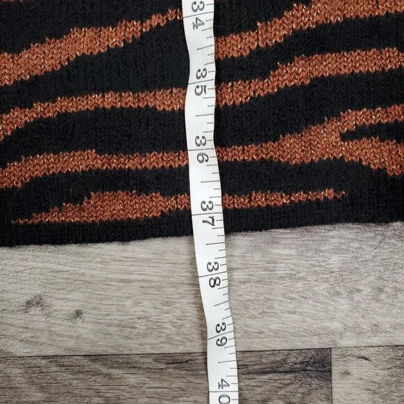 Ann Taylor Dress Womens Small Black Bronze Shimmer Zebra Print Sweater Knit NEW - Picture 10 of 10